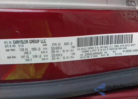 2010 Dodge Grand Caravan Hero from USA, damaged, VIN 2D4RN3D10AR406352